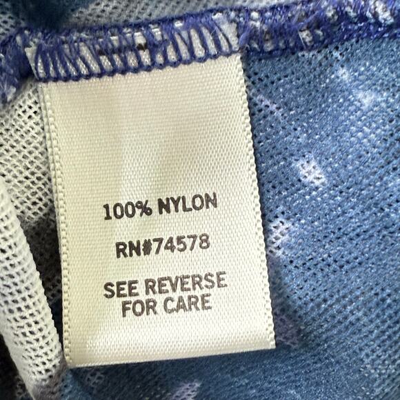 Y2k Cache Blue Floral Mesh Ruched Faux Wrap Stretch Top Romantic Fairy Bimbo S M - Picture 6 of 7